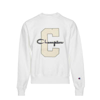 Champion Reverse Weave Crew Pullover Varsity Logo White