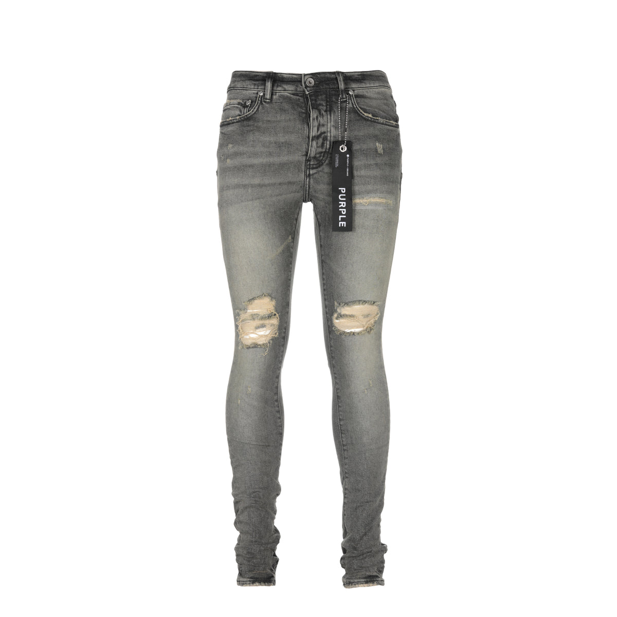 Purple Denim P001 Distressed Dirty Grey Blowout Men's Designer Jeans