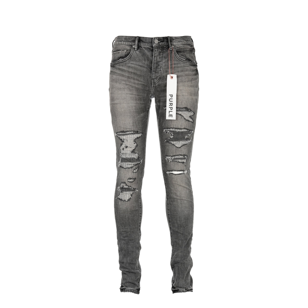 Purple Brand P001 Grey Four Pocket Destroy Men's Jeans.