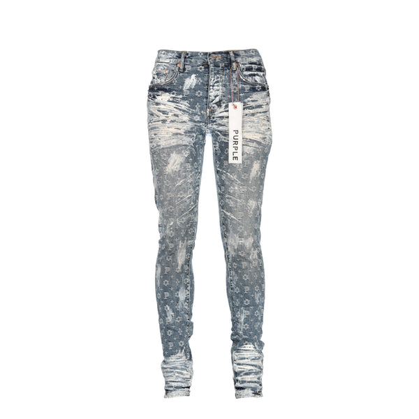 Purple Brand P001 Super Heavy Waxed Indigo Jacquard Monogram Men's Jean.