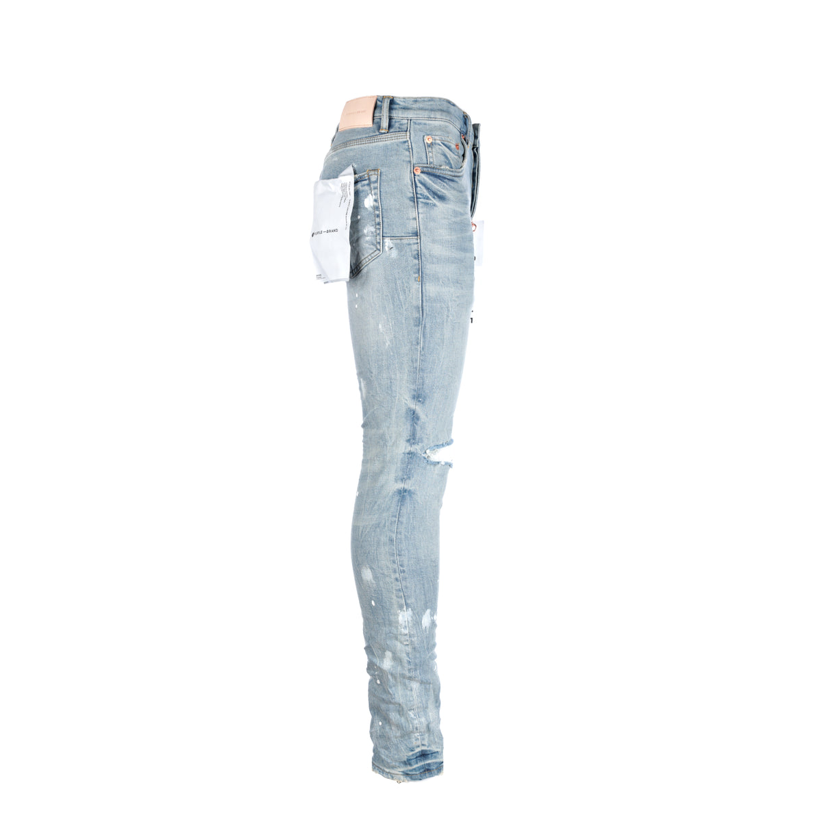 Purple Brand Light Indigo Knee Slit Men's Designer Jeans