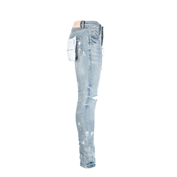 Purple Brand Light Indigo Knee Slit Men's Designer Jeans