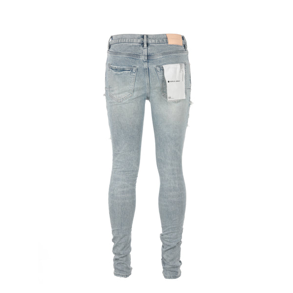 Purple Brand P001 Light Indigo Destroy Repair Men's Designer Jeans
