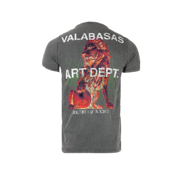 Valabasas "Lion Heart" Vintage Blue Grey Wash Men's Graphic SS Tee