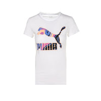 Puma Marbled Logo Women's AOP SS Graphic Tee White
