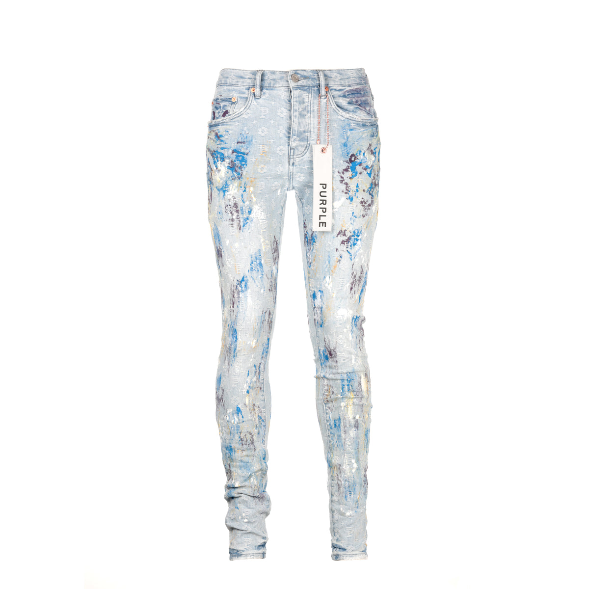 Purple Brand P001 Paint Over Light Bleach Jacquard Monogram Men's Jean.