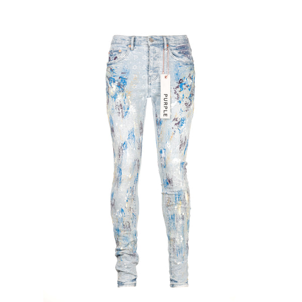 Purple Brand P001 Paint Over Light Bleach Jacquard Monogram Men's Jean.