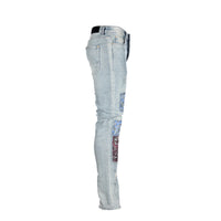 Black Denim Patch Work Men's Skinny Jeans