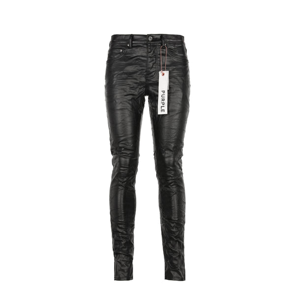 Purple Brand Denim Black Patent Leather Film Men's Jeans