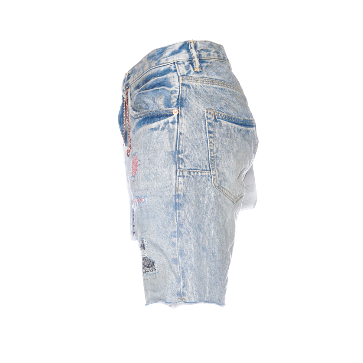 Purple Denim Men's Bandana Patch Work Indigo Denim Shorts