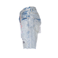 Purple Denim Men's Bandana Patch Work Indigo Denim Shorts