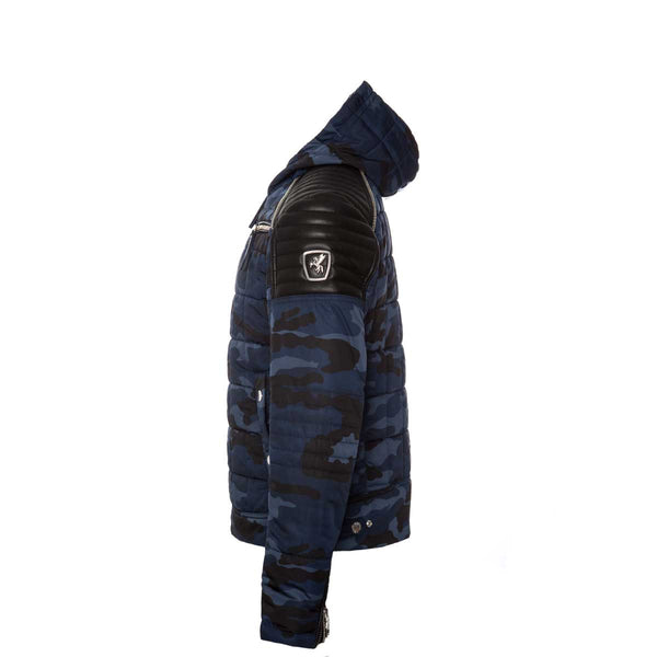 7th Heaven London Men's Arcane Camo Biker Jacket Blue