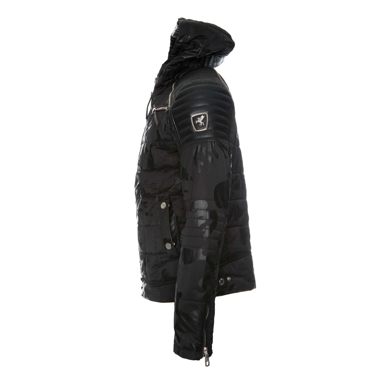 7th Heaven London Men's Arcane Camo Biker Jacket Black