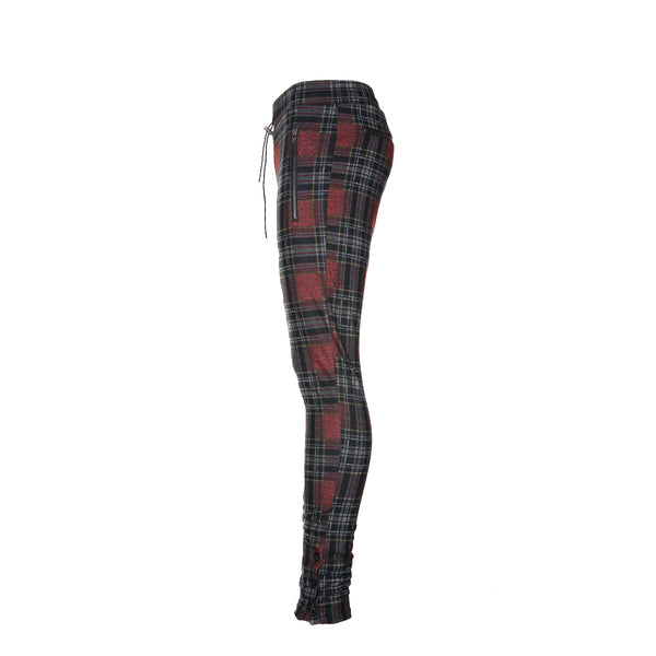 Kollar Button Pant Maroon Plaid