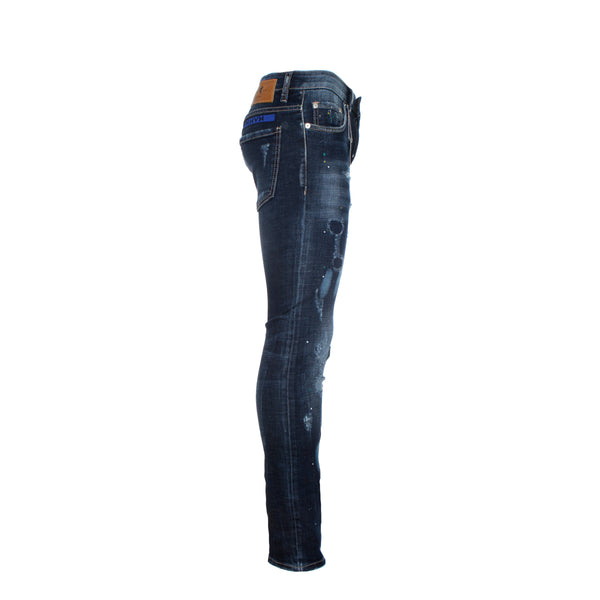 7th Heaven London S-619 Men's Skinny Designer Jeans Blue