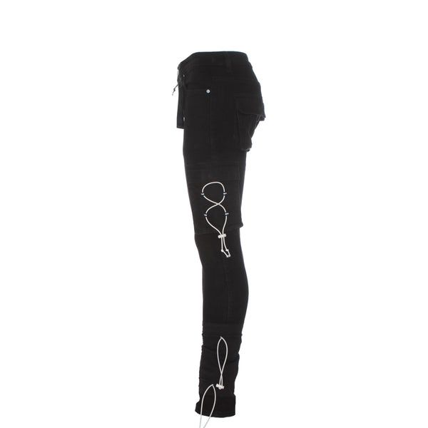 Serenede Xolo Men's Skinny CargoJeans Jet Black