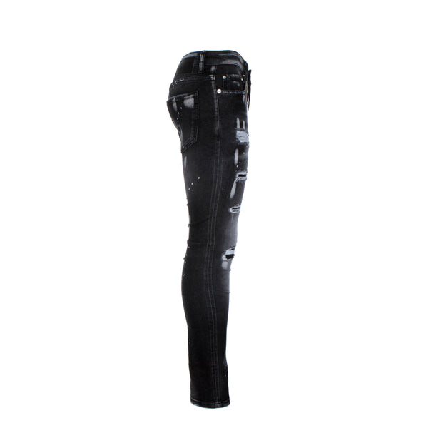 7th Heaven London S-466 Men's Skinny Designer Jeans Black
