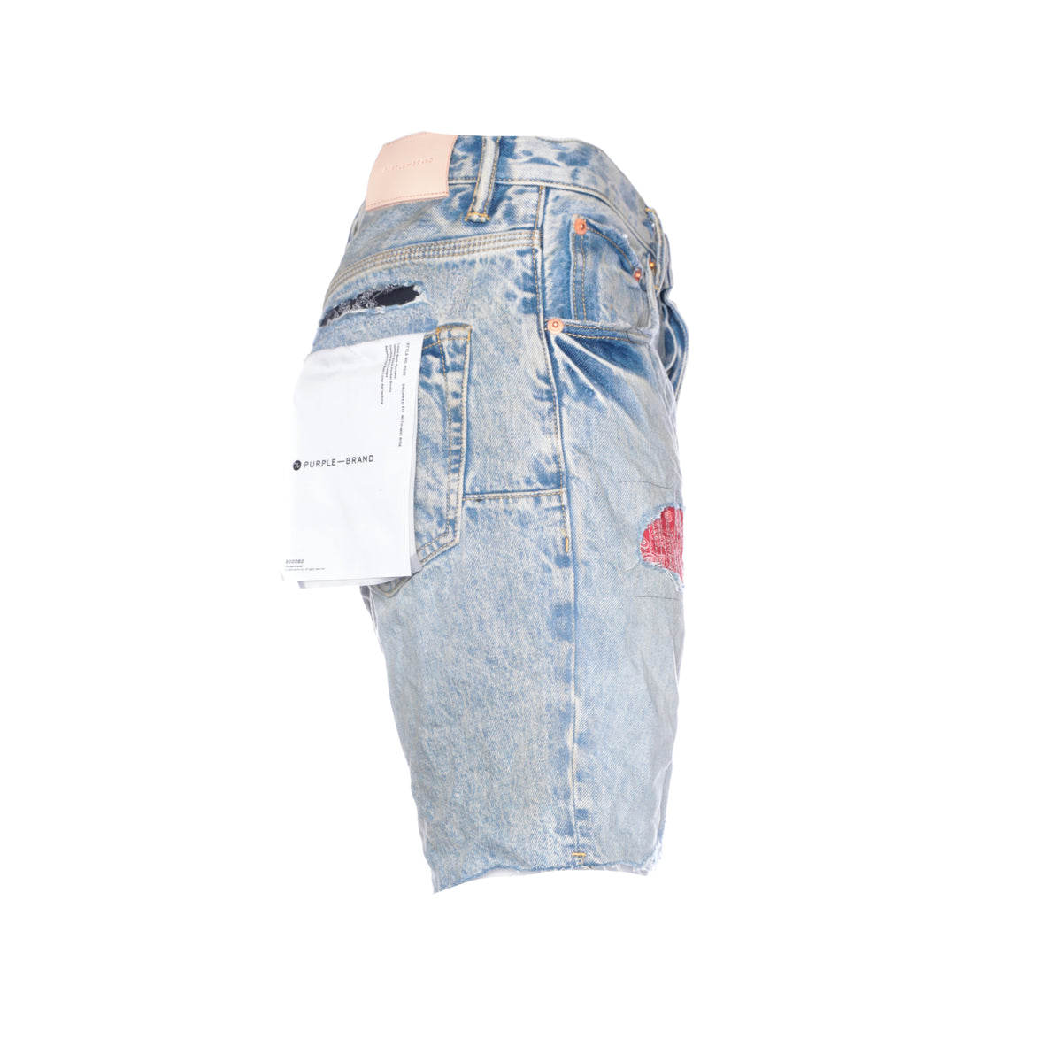 Purple Denim Men's Bandana Patch Work Indigo Denim Shorts