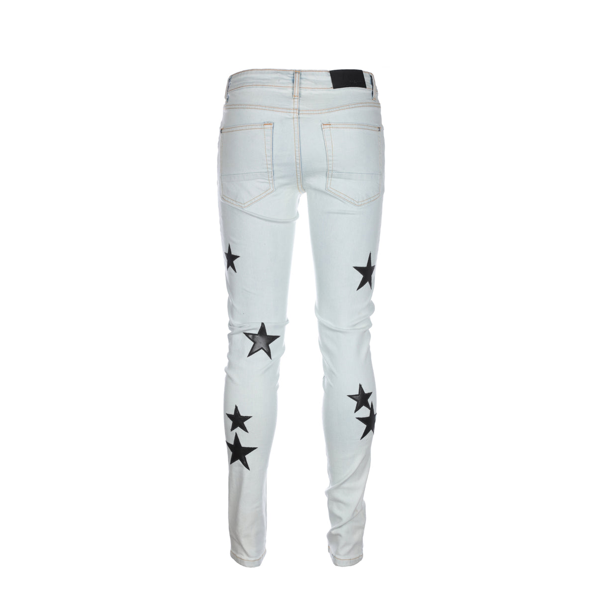 Black Denim Starry Night Men's Skinny Jeans Light Blue