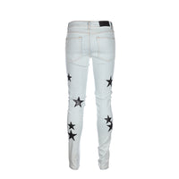 Black Denim Starry Night Men's Skinny Jeans Light Blue