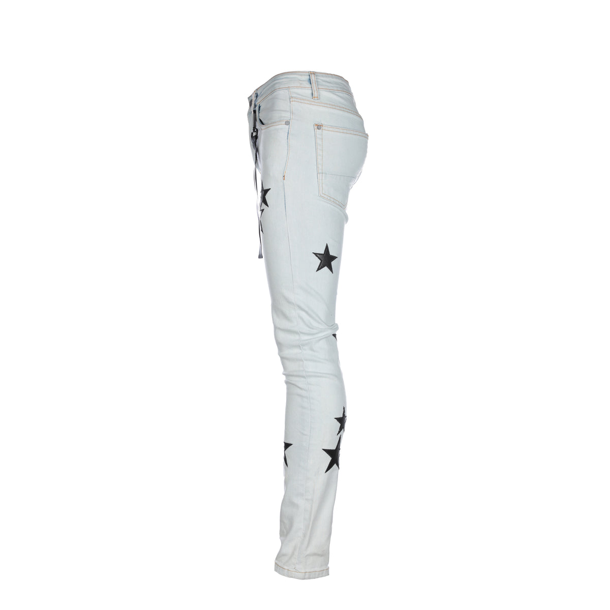 Black Denim Starry Night Men's Skinny Jeans Light Blue