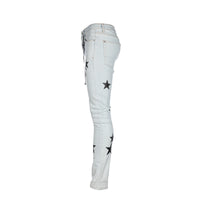 Black Denim Starry Night Men's Skinny Jeans Light Blue