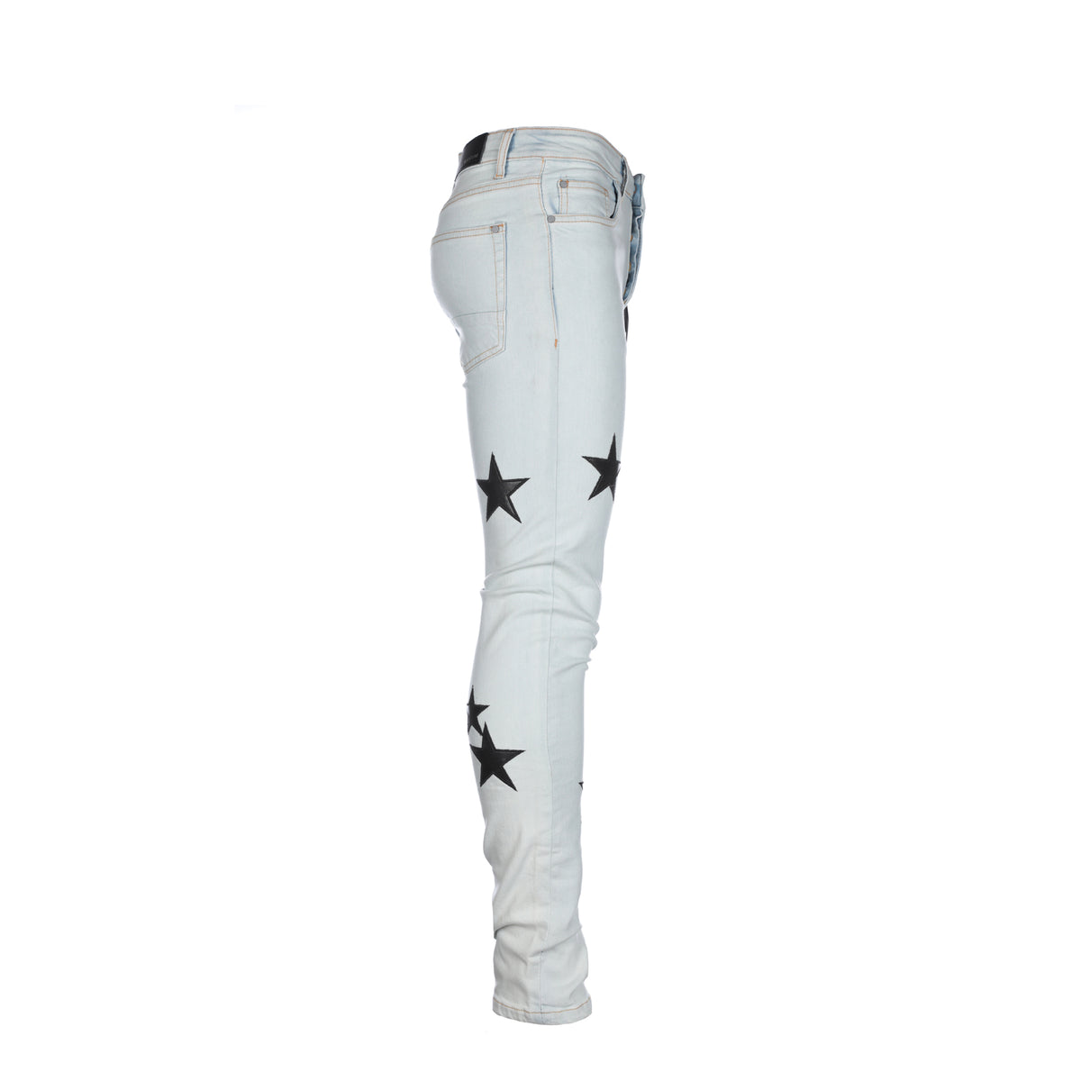 Black Denim Starry Night Men's Skinny Jeans Light Blue