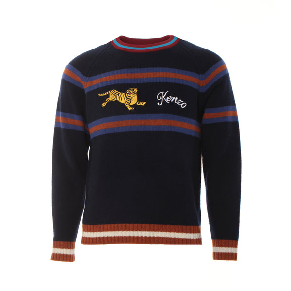 Kenzo Striped Jumping Tiger Wool Jumper