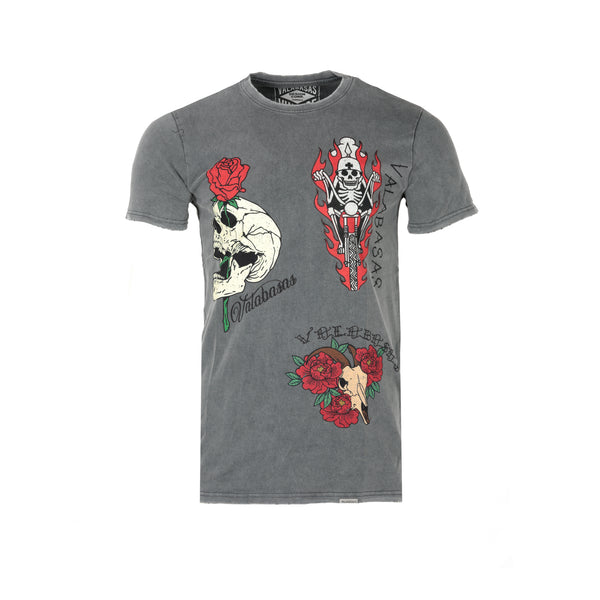 Valabasas Tatshop 1 Vintage Wash Blue Grey SS Men's Graphic Tee