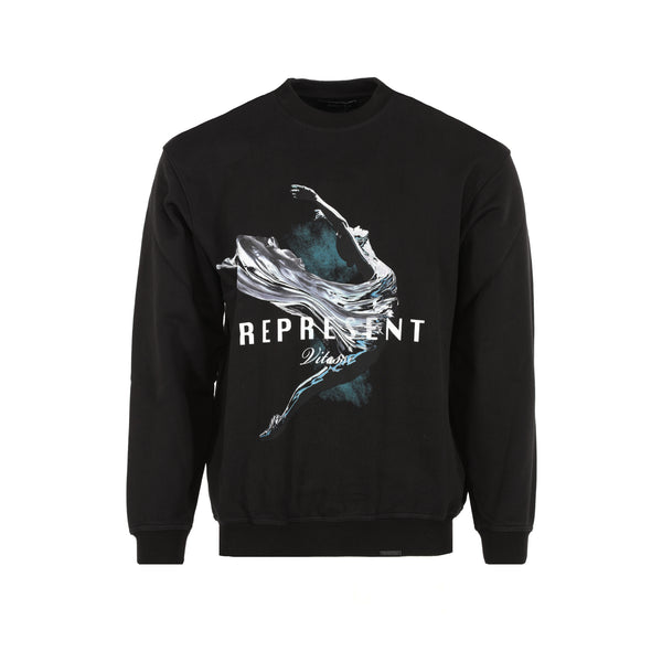 FW22 Represent Clo. Vitesse Men's Graphic Pullover Crewneck Sweater Jet Black