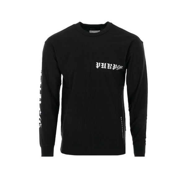 Purple Brand Gothic Wordmark Black Beauty Textured Jersey LS Tee