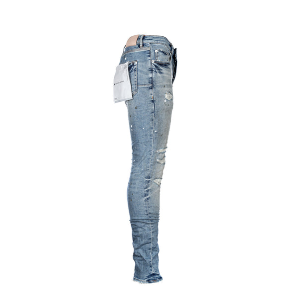 Purple Brand P001 - Worn Light Indigo Destroy Men's Jeans
