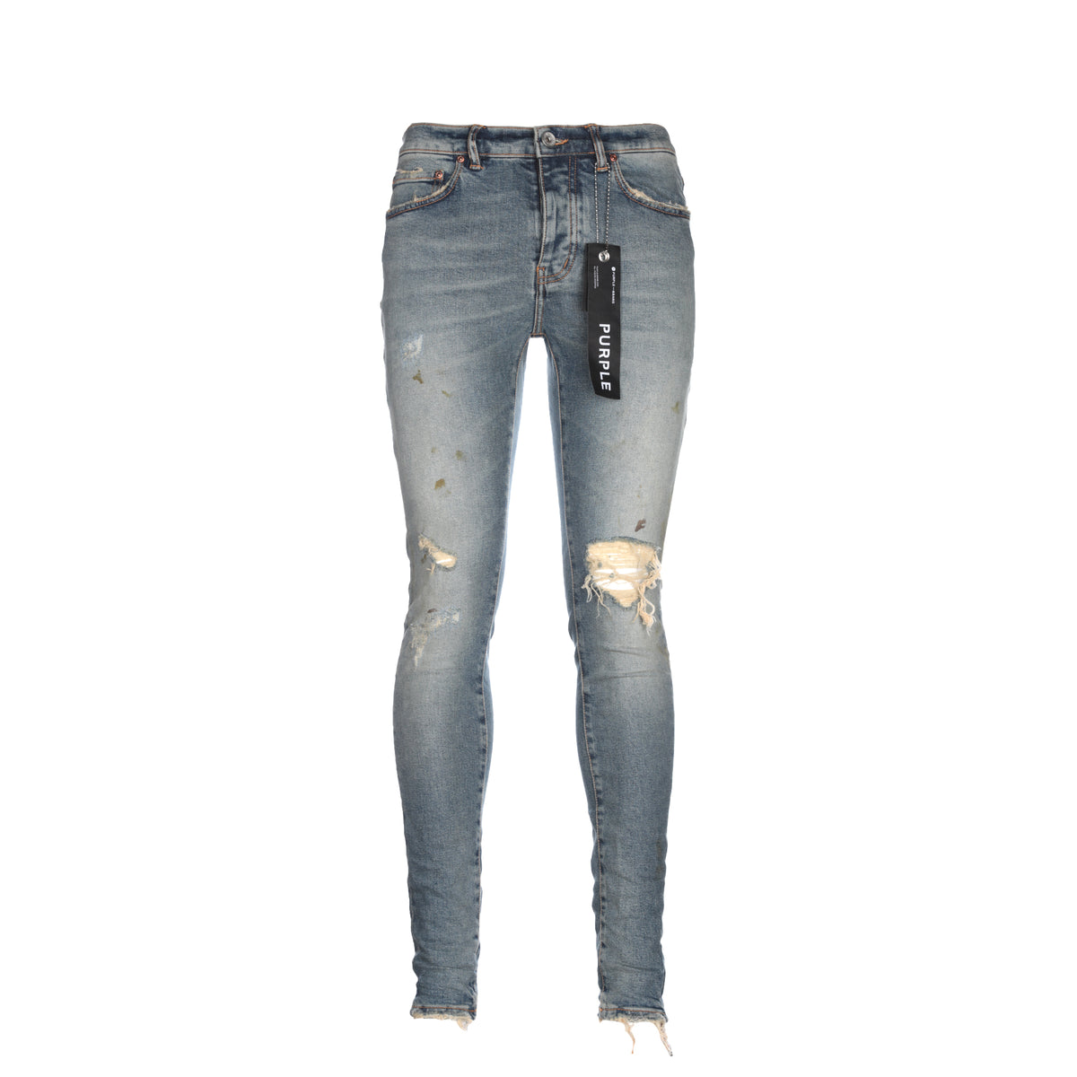 Purple Brand P001 LE Worn Light Indigo Blowout Mens Designer Jean