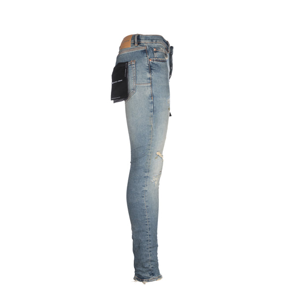 Purple Brand P001 LE Worn Light Indigo Blowout Mens Designer Jean
