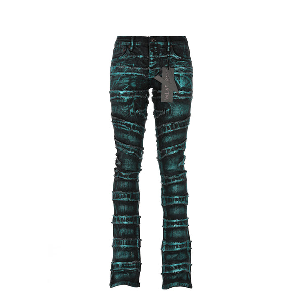 Valabasas Zodiac Verde Acua Waxed Men's Stacked Jeans Green