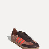 Adidas Samba Sneakers Brown Red Front Angle Close-Up at SIZE Boutique