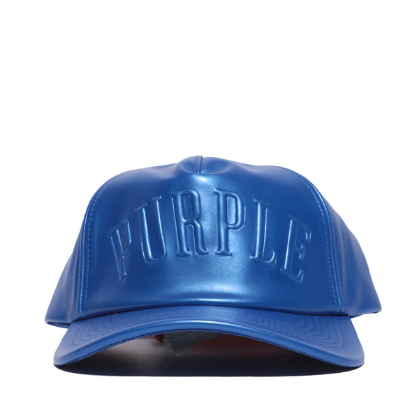 Purple Brand PU Five Panel Blue Leather Hat - SIZE Boutique