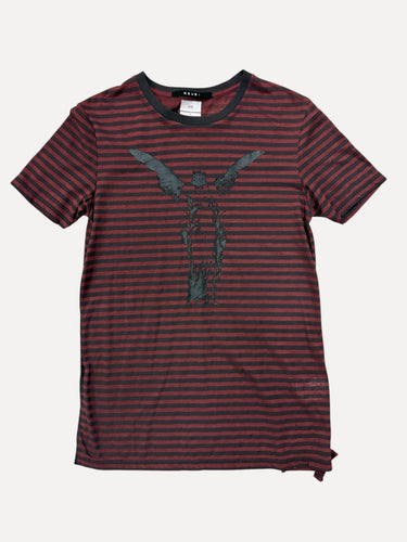 ShopSizeUSA Striped Angel Graphic T-Shirt Red Black at SIZE Boutique