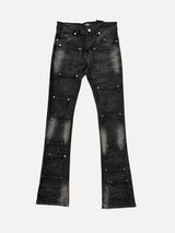 ShopSizeUSA Studded Distressed Flare Jeans Black at SIZE Boutique