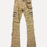 ShopSizeUSA Distressed Flare Cargo Jeans Khaki at SIZE Boutique