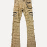 ShopSizeUSA Distressed Flare Cargo Jeans Khaki at SIZE Boutique