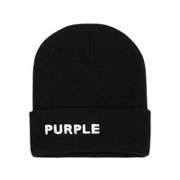 Purple Brand Black Acrylic Beanie - SIZE Boutique