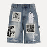 Mixed Emotions AI Mesh Basketball Style Graphic Print Shorts in Blue at SIZE Boutique