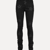 Valabasas All Over Star Embroidered Distressed Slim Fit Denim Jeans in Blue at SIZE Boutique