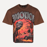 Emotions Never Die Apocalypse Graphic Oversized T-Shirt in Brown at SIZE Boutique