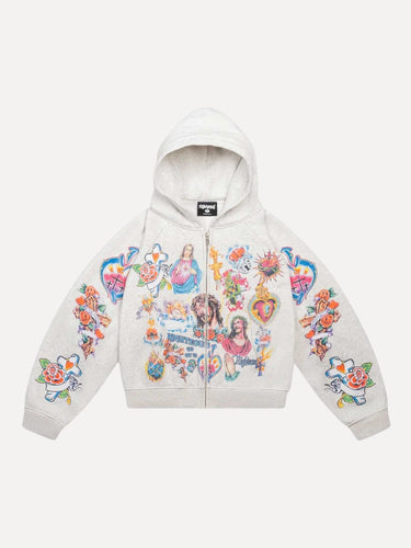 Grey Risen King Zip Up Hoodie