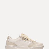 Rhude Delmar Low Top Luxury Leather Sneakers with Cream Laces in White at SIZE Boutique