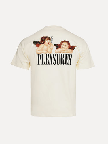 Pleasures Dynamic Short Sleeve Off White Embroidered Crewneck - SIZE Boutique