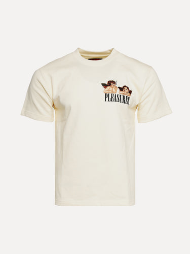 Pleasures Dynamic Short Sleeve Off White Embroidered Crewneck - SIZE Boutique