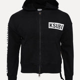 Ksubi Kings Harlem Logo Graphic Full-Zip Fleece Hoodie in Black at SIZE Boutique